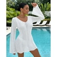 thumbnail image 2 of Drvitor Swimsuit Cover Up for Women Summer Vacation V-Neck Long Sleeve Beach Cover Up Sexy Swim Cover Ups with Tied Backless, 2 of 8