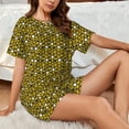 thumbnail image 4 of Pofeuu Sunflowers 2 Print Women's Pajama Set Short/Shorts Soft Button PJs Elastic Drawstring Waist Sleepwear-X-Large, 4 of 6