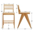 thumbnail image 2 of Dayalane 26" Rattan Counter Height Bar Stools Set of 2, French Bar Stools with Cane Back, Wooden Farmhouse Kitchen Chairs Counter Stools with Footrest for Kitchen Island Bistro Bar, Natural, 2 of 8