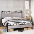 thumbnail image 2 of Bed Frame, Metal Platform Bed Frame with Rustic Wood Headboard and Footboard, Sturdy Steel Slat Support, Solid and Noise Free,No Box Spring Needed, Easy Assembly, 2 of 6