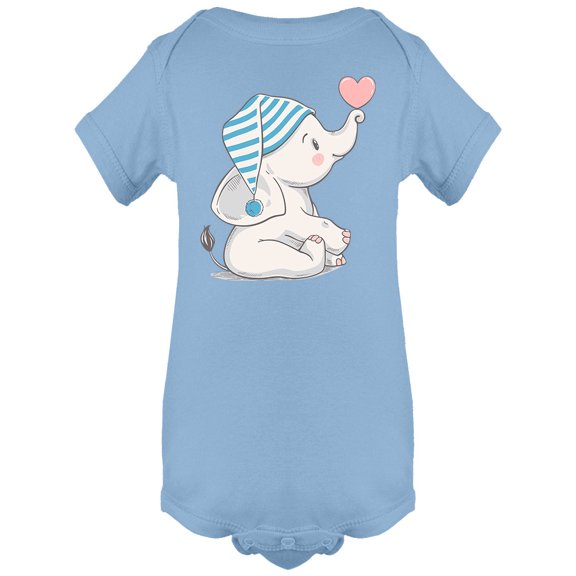Baby Elephant In A Sleeping Cap Bodysuit Infant -Image by Shutterstock,  6 Months