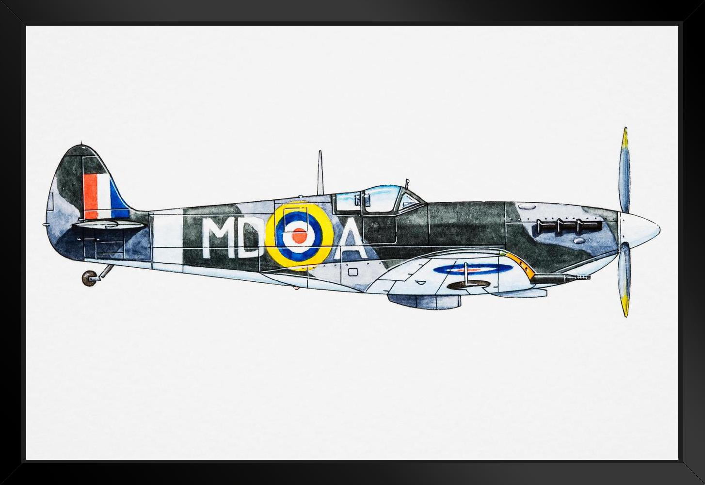 Supermarine Spitfire Propeller Flames Exhaust Canvas Art Poster Print Wall Decor 