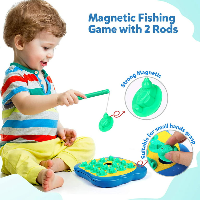 Vanmor 29pcs Kids Fishing Game, Magnetic Fishing Game for Toddlers 3-5 Memory Matching Travel Game Board Games for Kids Best Gifts & Toys