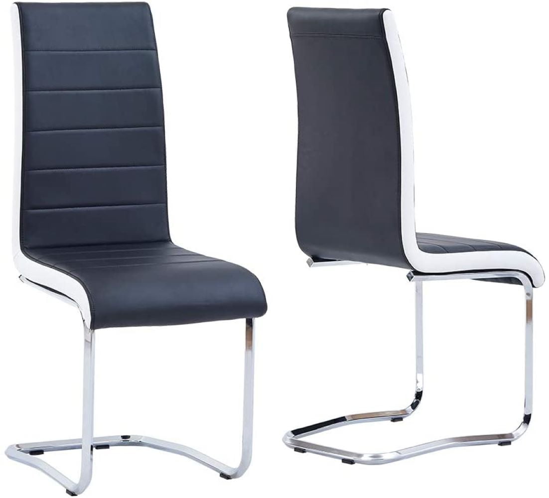 Modern Dining Chairs Set Of 6 Faux Leather Padded Seat High Back And