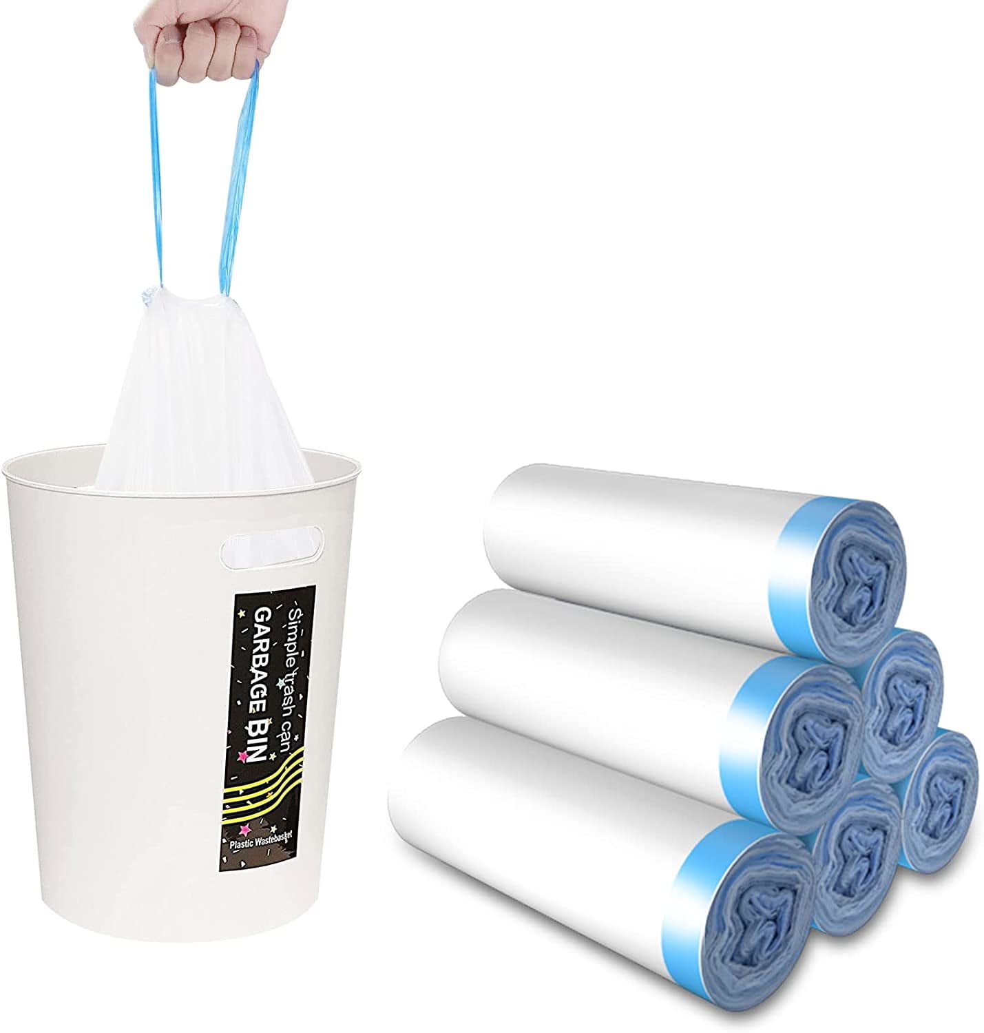 Skycarper 4 Gallon Trash Bags 80 Counts, Drawstring Trash Bags for ...