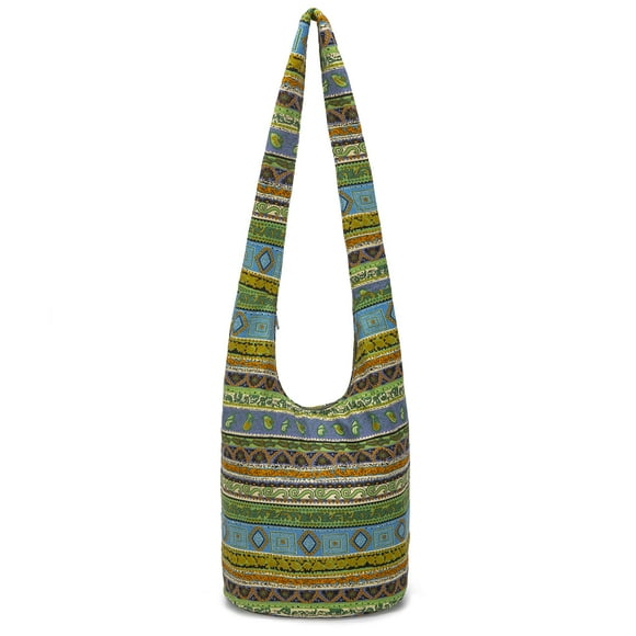 Bolso de hombro Coton Pose Fashion Canvas Hippie Verde-Amarillo