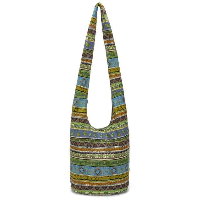 Bolso de hombro Coton Pose Fashion Canvas Hippie Verde-Amarillo