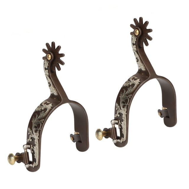 Espuelas de vaquero occidental, espuelas de caballo de acero con bajo contenido de carbono, bronce Vintage, con engranaje giratorio, 2 uds.
