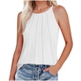 thumbnail image 2 of Liquidation d'Économies! Hauts Grande Taille pour Femmes, Hauts à Manches Courtes d'Été pour Femmes, Débardeur Ample à Col Rond Froncé Sans Manches Décontracté Basique, 2 of 5