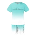 thumbnail image 5 of Mens Short Sets 2 Piece Outfits Short Sleeve Crew Neck T Shirts and Drawstring Wide Leg Shorts Summer Casual Beach Vacation Track Suits, M, 5 of 6