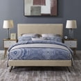thumbnail image 1 of Modway Macie Lit Plateforme Grand en Tissu avec Pattes Rondes Évasées, Beige, 1 of 6