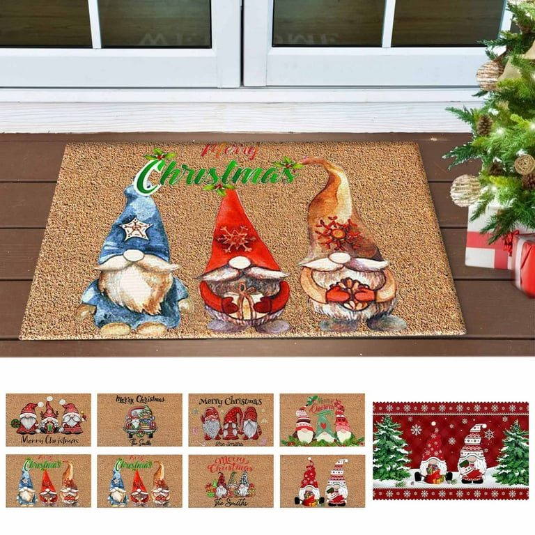 Christmas Decorative Doormat, Xmas Welcome Mat Non Slip and Washable Winter  Doormat Rubber Back Door Mat for Indoor Outdoor 