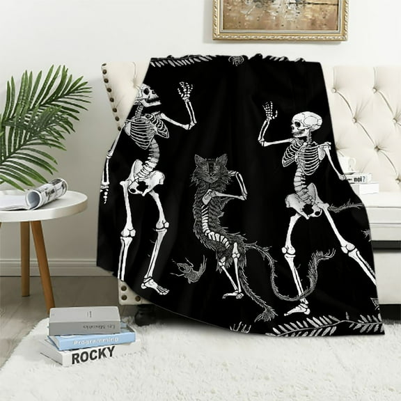 BCIIG Skeletons Dancing Warm Lightweight Blanket Soft Fleece Throw Blanket for Living Rooms Sofa Decor Cow Gifts All Seasons Hand Feel Blanket 40x50in