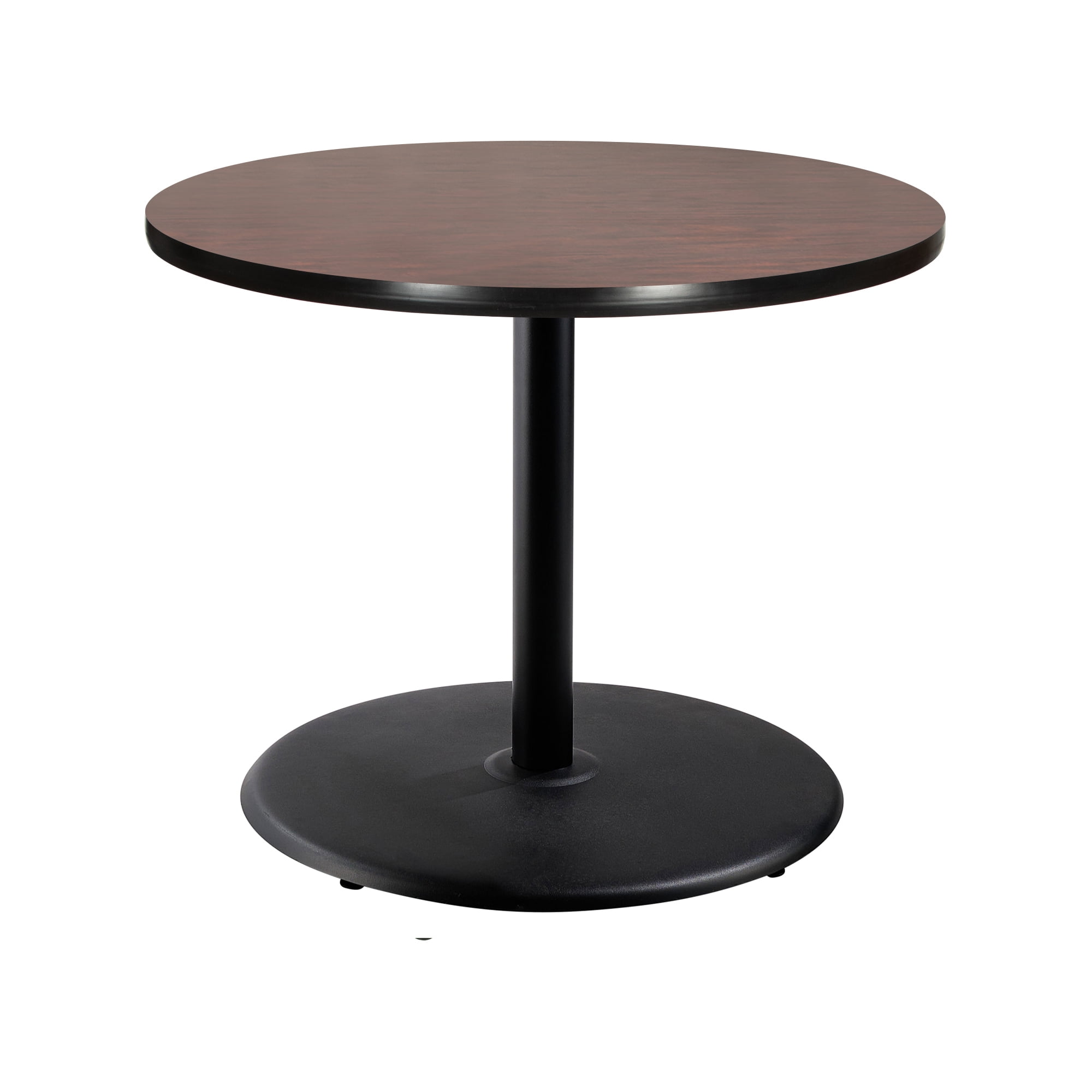 Hampden Furnishings Bennet Collection Steel Frame 36" Round Top, Round Base, 42" Height, Cafe Table, Black Frame/Mahogany Top