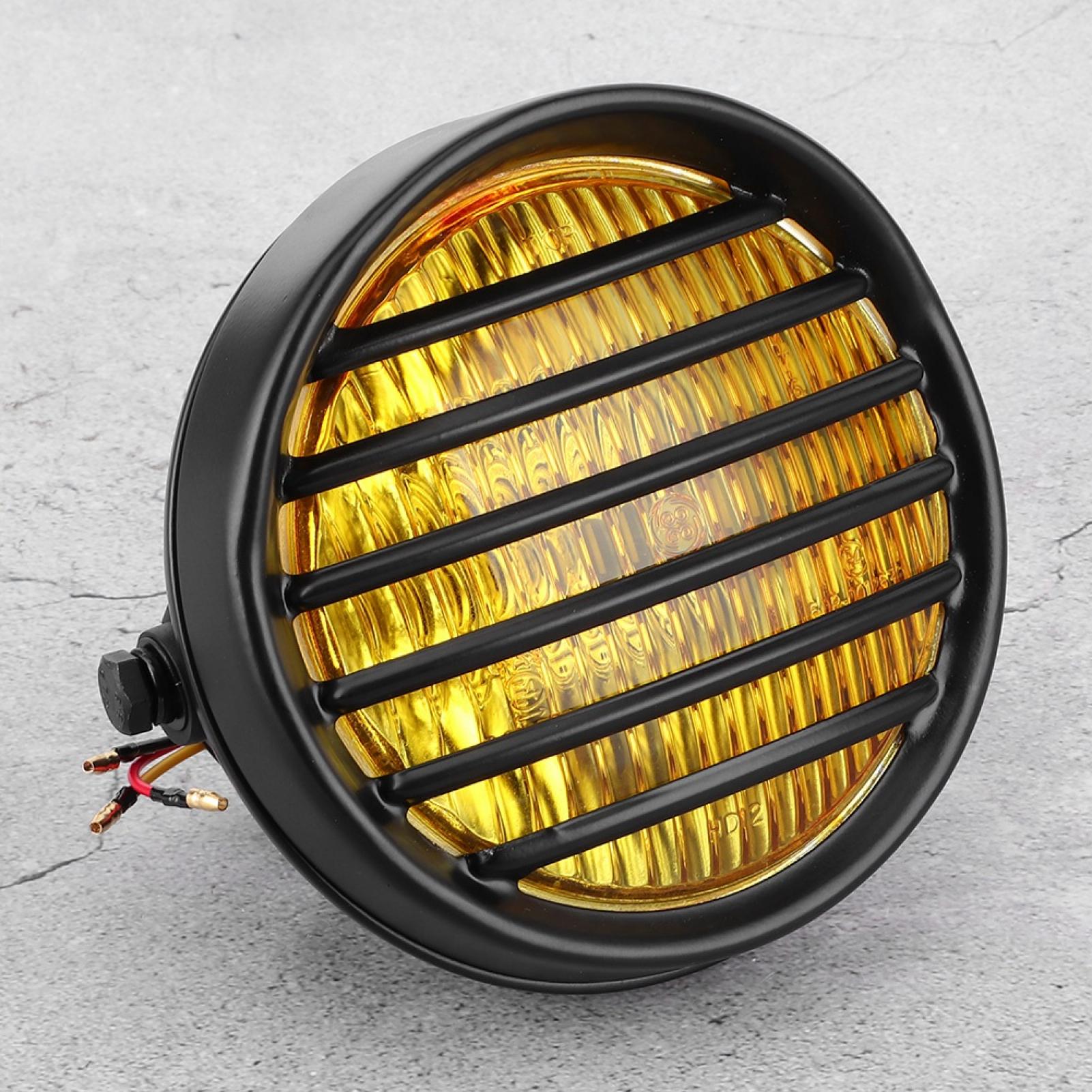 Phare Moto 6 Pouces (15,2 Cm) - Grille Ronde - 35W Halogène - Aluminium Et Verre - Éclairage Haute Luminosité Faible Consommation