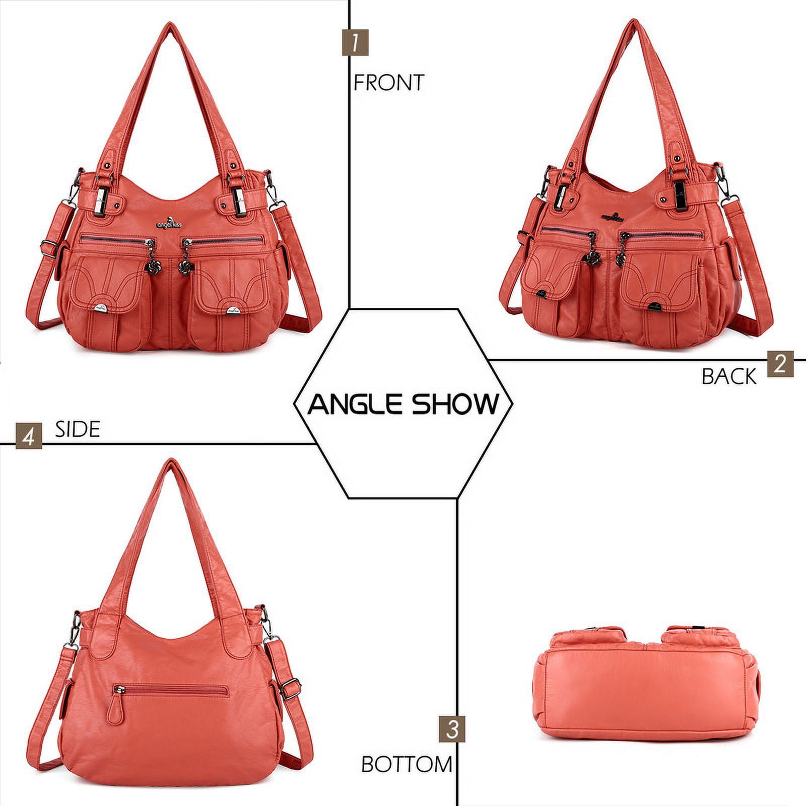 Angelkiss Women's Handbag Single Shoulder Bag with Detachable Strap Multiple Pockets