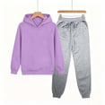 thumbnail image 3 of BXJX Boys Outfit Sets, Long Sleeve Sports Casual 2 Piece Hoodies and Joggers Sets with Pockets Purple Size 9-10 T, 3 of 5