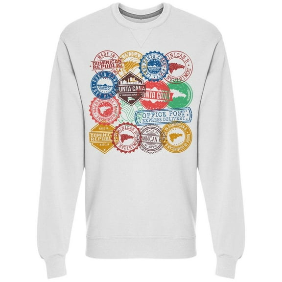 Dominican Republic Stamps Sweatshirt Men -Image by Shutterstock, Male Large
