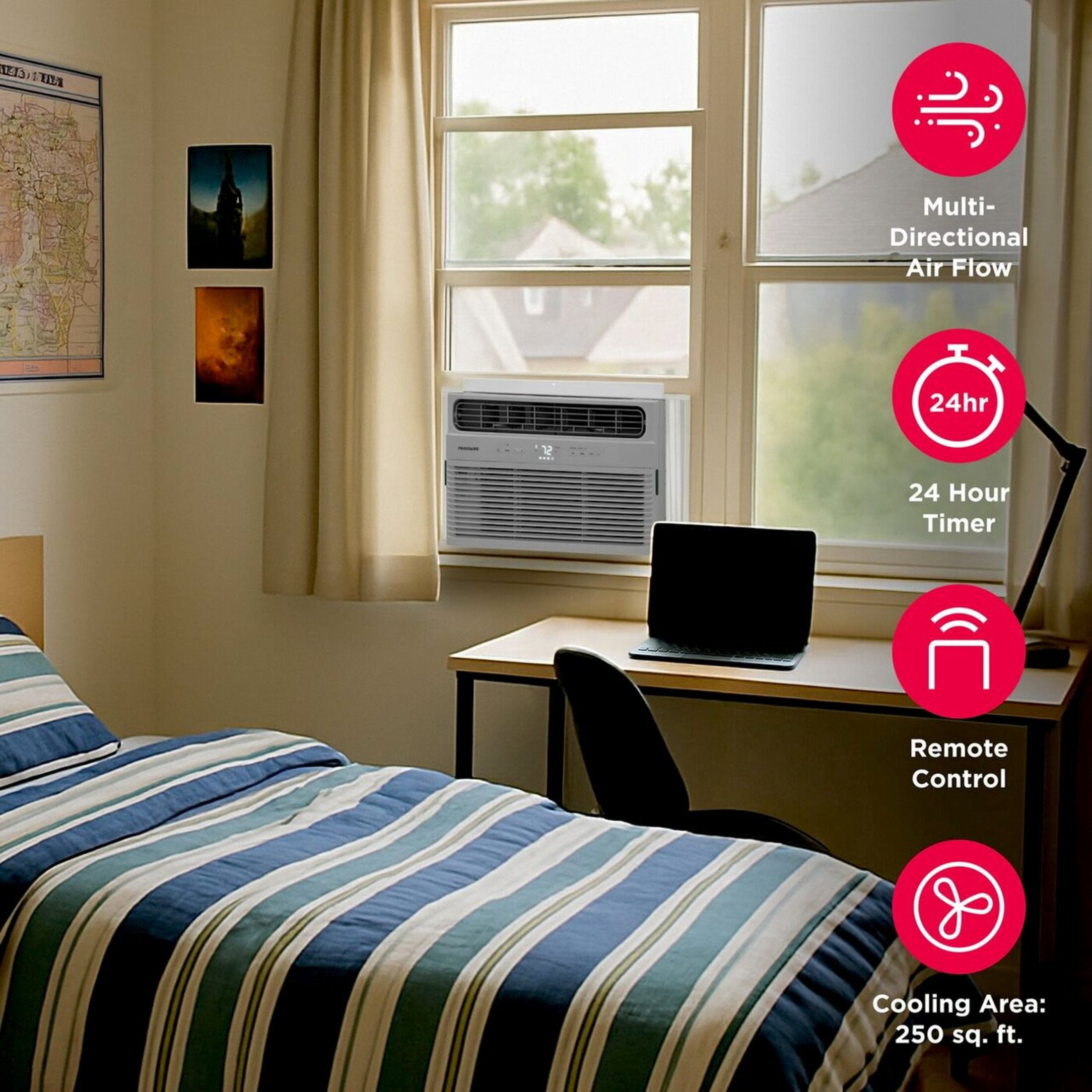 Frigidaire 6,000 BTU Window Air Conditioner for Small Rooms, Multi-Speed Fan, Efficient Cooling, Easy Installation
