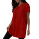 thumbnail image 5 of Camisetas Casuales de las Mujeres Sueltas Cómodas Manga Corta Cuello en V con Bolsillo Largo Color Sólido Superior para el Ocio de Verano Y Primavera, 5 of 5