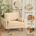 thumbnail image 2 of Vesgantti Velvet Accent Chair, Mid Century Modern Living Room Chairs, Button Tufted Arm Chairs with 2 Pillows, Comfy Sofa Chairs for Bedroom, Office, Apricot, 2 of 4
