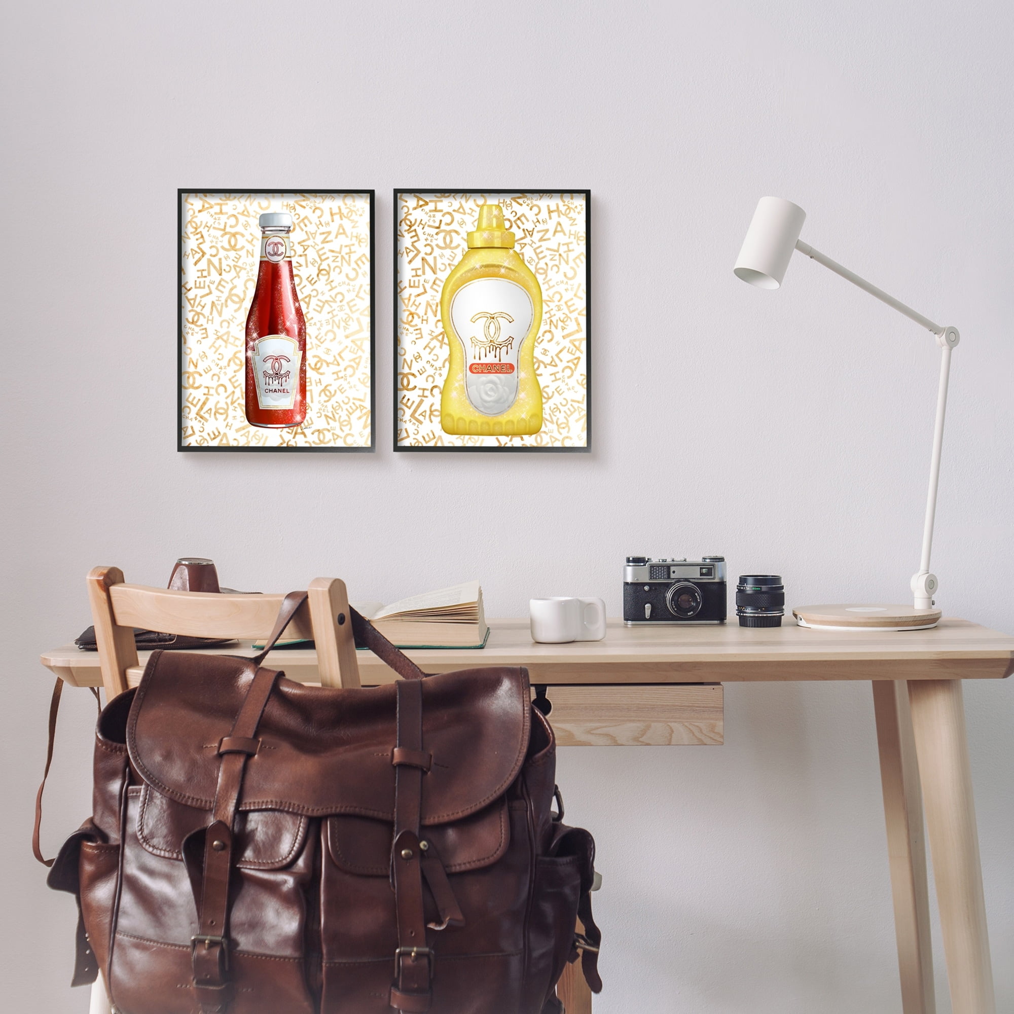 Stupell Industries Stylish Melting Fashion Logo Pattern Diner Condiments Graphic Art Black Framed Art Print Wall Art, Set of 2, Design by Ziwei Li