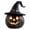 A, variant on Mskk Black Wizard Hat Lighted Jack O'Lantern Halloween Decoration, 4.72in Resin Halloween Pumpkin Ornament, Spooky Tabletop LED Decor For Indoor Halloween Party