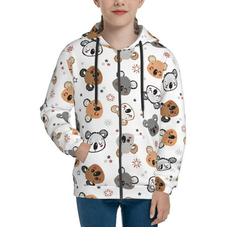 

Hoodies for Teen Girls Boys Cute Koala Stars Doodle Long Sleeve Youth Kids Essentials Zip Up Hoodie Lghtweight Fashion Hoodies & Sweatshirts Jacket Fall Winter Outfits Tops