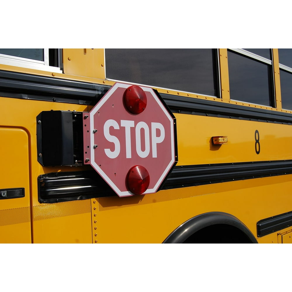 peel n stick poster of yellow stop sign schoolbus bus poster 24x16