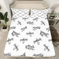 thumbnail image 2 of jejeloiu Cartoon Graffiti Airplane Twin Sheet Sets,Retro Flying Aircraft Theme Twin Fitted Sheet,White Gray Flat Sheet For Kids,Breathable Home Decor,3pcs, 2 of 7