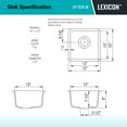 thumbnail image 7 of 15" x 15" Quartz Kitchen Sink, Single Bowl Sink, Drop-in Sink, Undermount Sink, Granite Kitchen Sink, Galaxy Mocha Kitchen Sink, with Steel Grid and Basket Strainer Lexicon Platinum LP-1515-M, 7 of 7