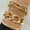 Golden, variant on PULABO 4pcs/set Stylish and Versatile 14K Gold Plated Bracelets Set for Women - Clavicle Chain, Cuba Link, Herringbone, Twisted Rope - Perfect Jewelry Gift