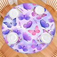 thumbnail image 2 of Purple Butterfly Lavender Pattern Round Fitted Tablecloth with Elastic Edge,Dining Table Cover Waterproof,Outdoor Round Tablecloth for Camping,Dining,Indoor and Outdoor, 2 of 7