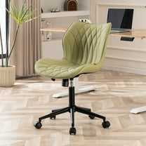 YOUNIKE Armless Office Chair, Faux Leather Desk Chair with Wheels, Upholstered Task Chair, High Back Swivel Rolling Chair, Height Adjustable, Avocado Green