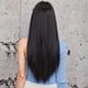 thumbnail image 4 of Peluca larga y recta con flequillo para mujer, pelo falso sintético de fiesta, negro Natural, suave, sedoso, alta densidad, resistente al calor, 4 of 4