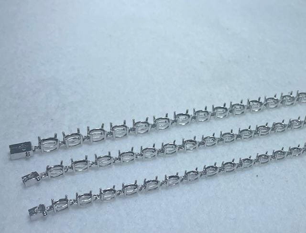 Oval Semi Mount Sterling Silver Blank Bracelet Finding 7.75 inches (7x5mm)