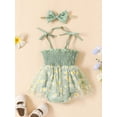 thumbnail image 3 of Bagilaanoe Newborn Baby Girl Rompers Dress Flower Print Sleeveless Bodysuit + Headband 3M 6M 12M 18M Infant Tulle Patchwork A-line Dress, 3 of 7