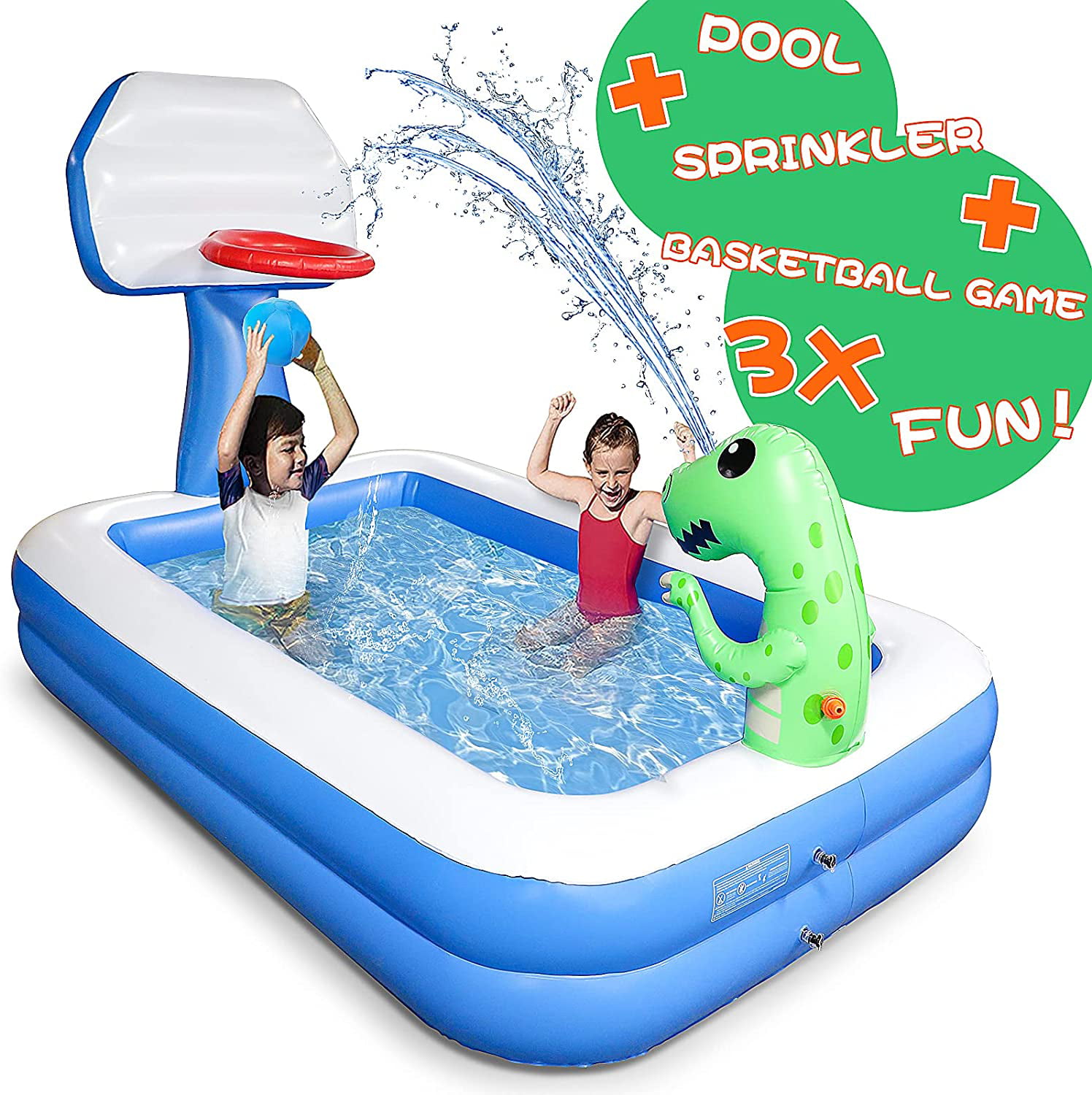 Docuwee 3 in 1 Inflatable Summer Splash Pad for Kids, 68'' Large 