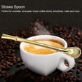 thumbnail image 3 of Stainless Steel Metal Drinking Straw Spoon Resuabl Washable Stirring Scoop Gold, 3 of 5