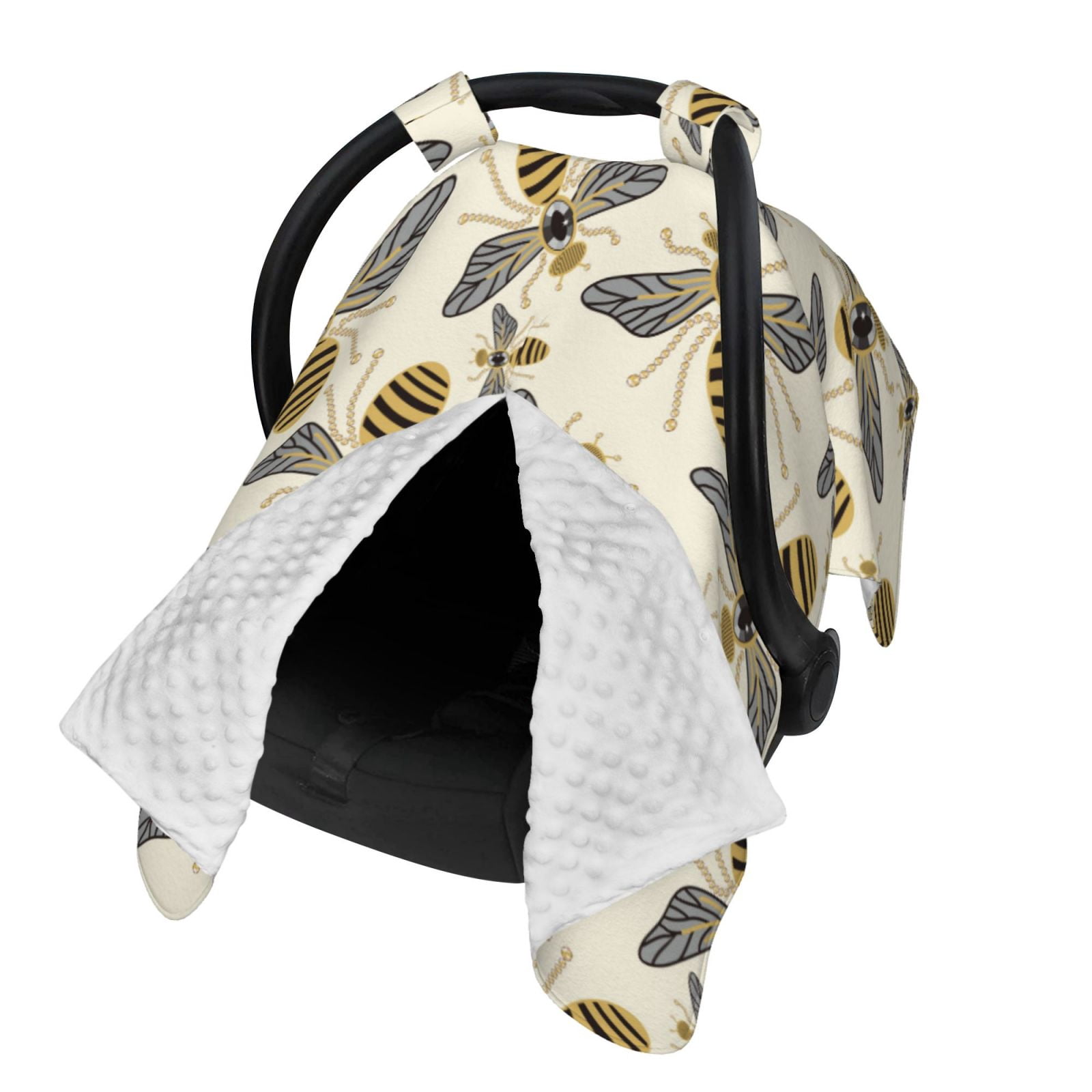 Naloa Flying Bees1 Baby Car Seat Cover, Breathable Baby Carrier Cover, Multiuse Baby Carrier Cover & Nursing Breastfeeding Cover