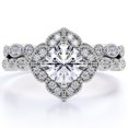 thumbnail image 1 of JeenMata Anillo de Novia Art Deco de Moissanita de Corte Redondo de 1,5 Quilates Engastado con Banda Infinita en Oro Blanco de 18 K sobre Plata, 1 of 6