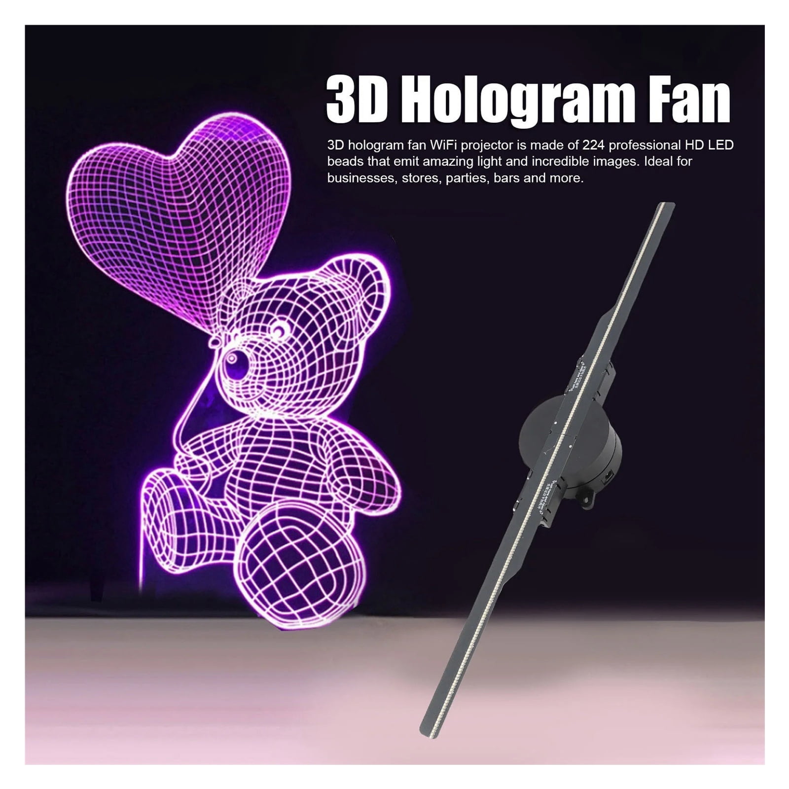 3D Hologram Fan 2000x224 Clear Projector for Business