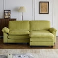 thumbnail image 5 of Ktaxon 86" W Sectional Convertible Sofa L Shaped Modular Couch with Chaise Corduroy Sleeper Set with 2 Oversized Seats Olive Green, 5 of 7