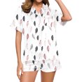 thumbnail image 2 of SwiftWear Women's Summer Vintage Print Button. Pajama Set 2 Piece- Retro Collar Short Sleeve Top & Shorts Cozy Loungewear, 2 of 6