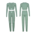 thumbnail image 6 of KOMOO 2Pcs Women Bodycon Tracksuit Outfits Crop Top Leggings Yoga Sets Elastic Sweatsuit Suit Loungwear, 6 of 9