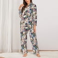 thumbnail image 2 of Honeii Colorful Flowers print Women's Pajama Sets Long Sleeve Button Down Sleepwear Nightwear Soft Pjs Lounge Sets-Medium, 2 of 7