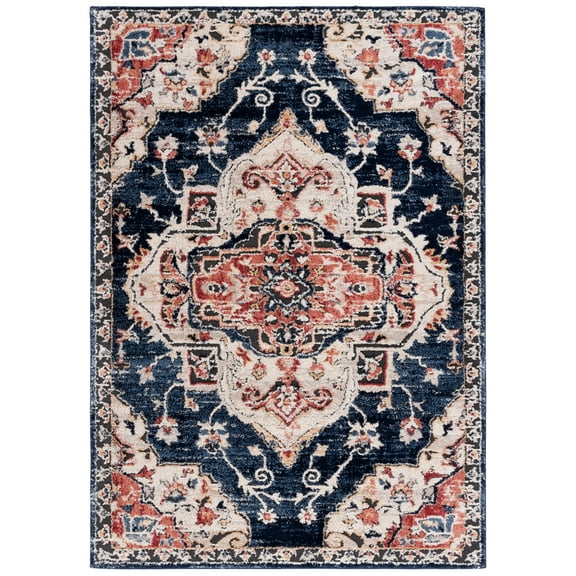 SAFAVIEH Luna Moriah Medallion Area Rug, Navy/Beige Rust, 9' x 12'