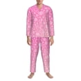 thumbnail image 3 of Salouo Breast Cancer Pink Ribbons Awareness Print Button-Front Long Sleeve Pajama Set for Men, Soft 2Pjs Men's Long Sleeve Sleepwear-Large, 3 of 7