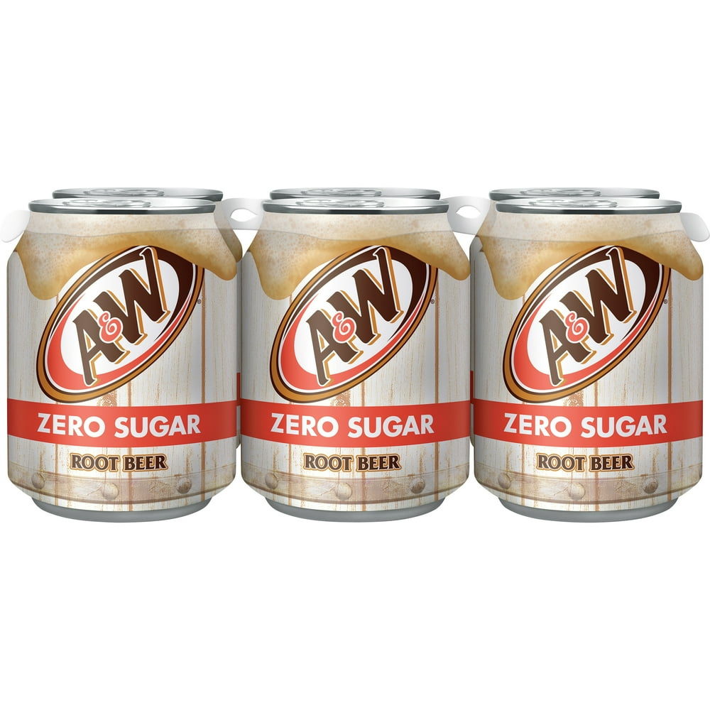 A&W Zero Sugar Root Beer Soda, 8 fl oz cans, 6 pack - Walmart.com