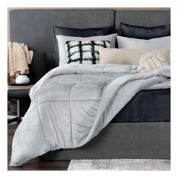 Set Edredón Invernal y Sábana De Cajón Matrimonial Esquimal Gris Claro -Gris Diseño de la tela Liso